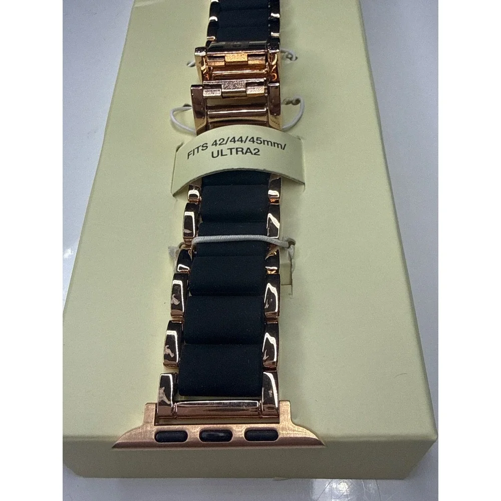 Anne Klein Apple Watch Band Rose Gold Black Links 42/44/45mm Ultra2